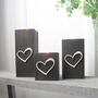 Wooden Tea Light Holders Raised Love Heart Design, thumbnail 3 of 9