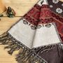 Handwoven Brown Boho Recycled Cotton Throw Blanket, thumbnail 10 of 11