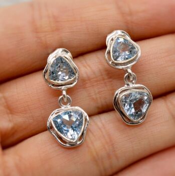 Blue Topaz Silver Earrings, 2 of 7