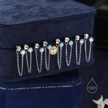 Sterling Silver Moonstone And Chain Ear Jacket, 7 of 11