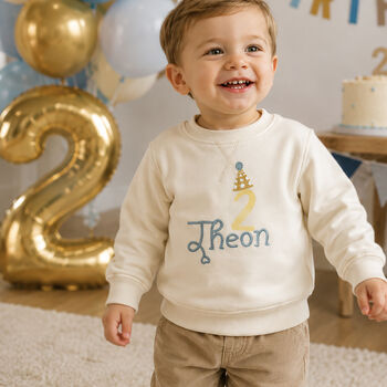 Personalised Birthday Sweatshirt With Embroidered Name And 3D Age Number, 7 of 11