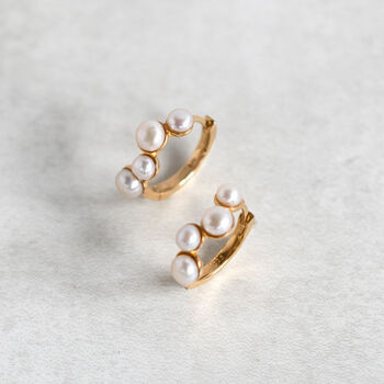 Sterling Silver Or Gold Pearl Cluster Hoop Earrings, 6 of 12