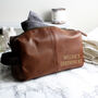 Personalised Message Luxury Faux Leather Brown Wash Bag, thumbnail 1 of 5