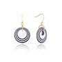White And Navy Stripey Circular Earrings, thumbnail 1 of 6
