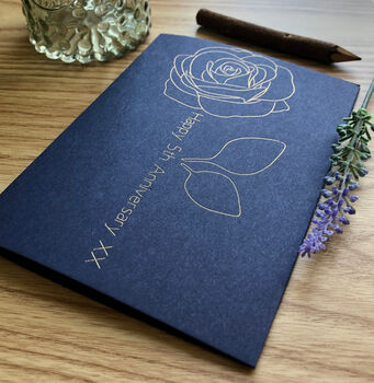 Personalised Gold Foil Rose Anniversary Card, 6 of 10