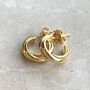 Mini Gold Russian Wedding Ring Hoop Earrings, thumbnail 1 of 4