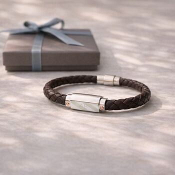 Gifts For Him Personalised Men Leather Bracelet, 4 of 8