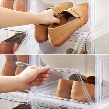 Plastic Shoe Boxes Shoe Storage Organisers Containers, 8 of 12