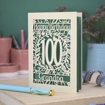 Personalised 100th Birthday Card Papercut Flower Design, 2 of 6