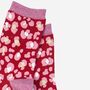 Women's Leopard Print Glitter Bamboo Socks Red, thumbnail 3 of 3