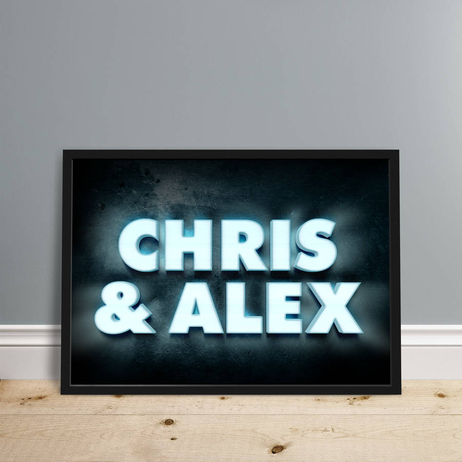 personalised neon lightbox print by ink & sons