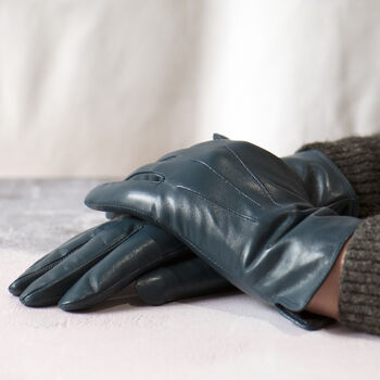 Blue Soft Lined Leather Gloves, 5 of 11