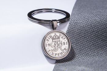 1951 75th Birthday Sixpence Coin Keyring Gift, 4 of 6