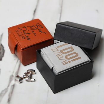 Personalised Leather Cufflink Jewellery Box, 3 of 9