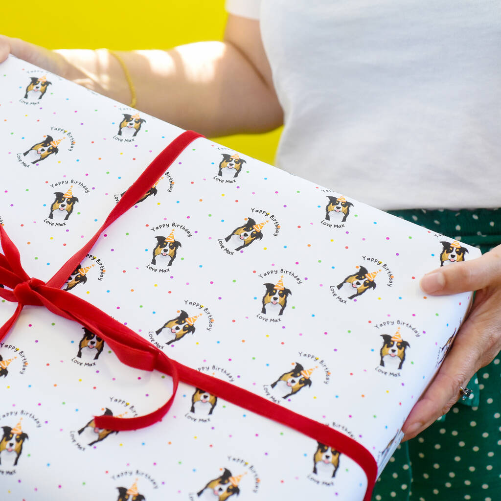 Personalised Birthday Dog Wrapping Paper Two Sheets By Hoobynoo