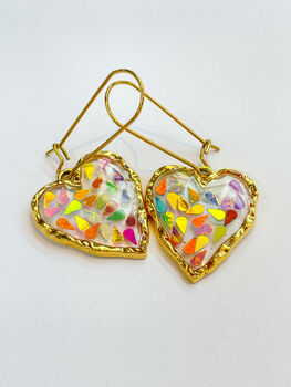 Disco Heart Earrings With Gold Sparkles, 2 of 11