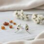 Handmade Two Tone Amber Sterling Silver Stud Earrings, thumbnail 2 of 3