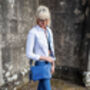 Royal Blue Leather Cross Body Bag, thumbnail 1 of 4
