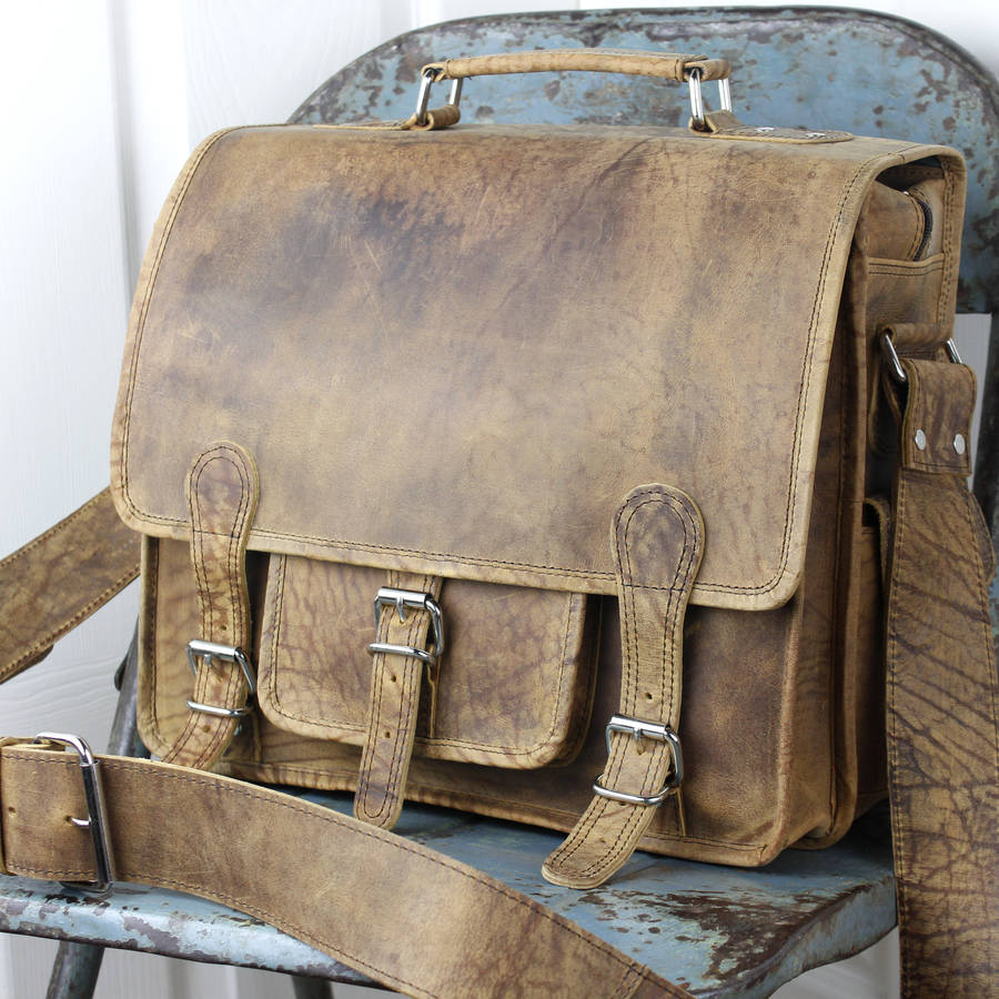 personalised weekender leather satchel bag by scaramanga ...