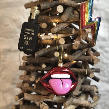 Black And Gold Gin Bottle Xmas Tree Decoration, 5 of 6