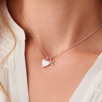 Freshwater Pearl Heart And Diamond Initial Pendant, 6 of 7