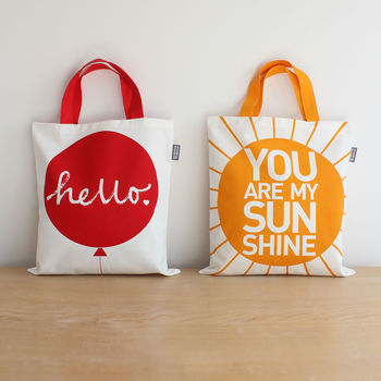 Hello Balloon Tote Bag Red, 4 of 7