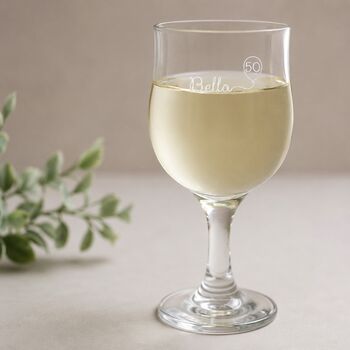 Engraved Wine Glass Personalised 50th Birthday Gift, 3 of 8