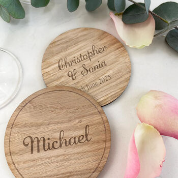Wooden Coaster Double Sided Personalised Place Setting, 10 of 12