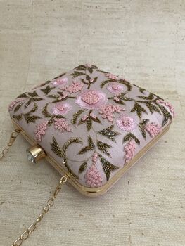 Pink Square Floral Clutch Bag, 5 of 6