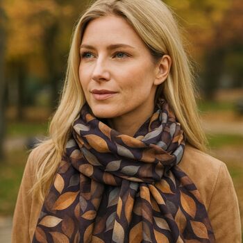 Autumn Whisper Leaf Print Scarf, 2 of 7