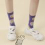 Cat Paw Print Mid Calf Length Socks, thumbnail 2 of 3
