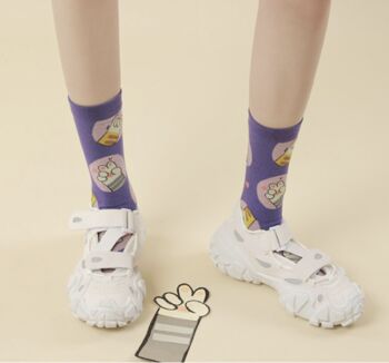 Cat Paw Print Mid Calf Length Socks, 2 of 3