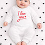 Love You New Baby Gift Set For Boys Or Girls Babygrow + Hat + Bib, thumbnail 1 of 6