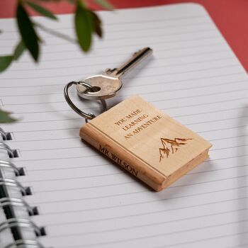 Personalised Teacher Gift Little Book Wooden Keyring, 9 of 12