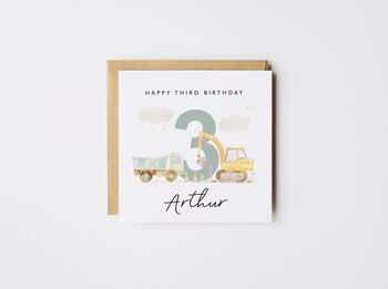 Personalised 1st Birthday Card Diggers/Truck *Age Options, 2 of 6