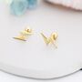 Sterling Silver Lightning Bolt Barbell Earrings, thumbnail 2 of 12