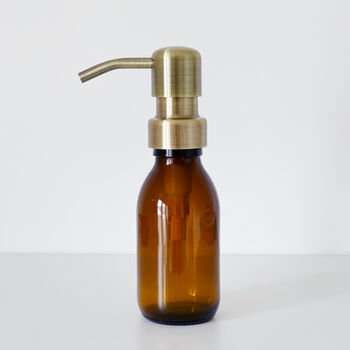 Refillable Amber Bottle With Brushed Gold Metal Pump, 2 of 6