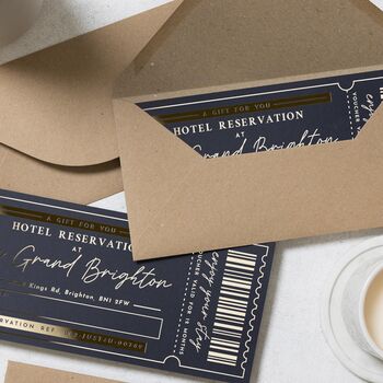 Personalised Hotel Reservation Gift Voucher Gold Foil, 7 of 9