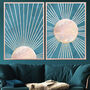 Boho Sun Turquoise Marble Wall Art Print, thumbnail 1 of 5