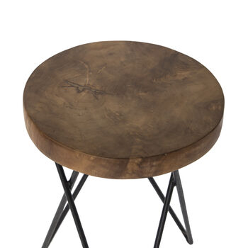 Teak Round Low Stool Side Table, 6 of 8