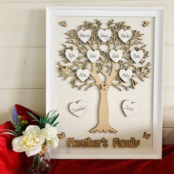 Personalised Mother's Day Framed Wooden Family Tree, 4 of 12
