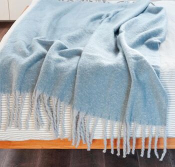 Cosy Blue Woven Blanket / Throw 152 X 127cm, 2 of 3