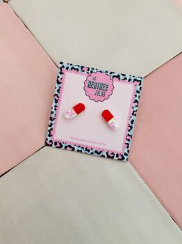 Pill Glitter Resin Studs / Nurse Gift / Medical Jewellery / Healthcare Worker Accessories, 3 of 5