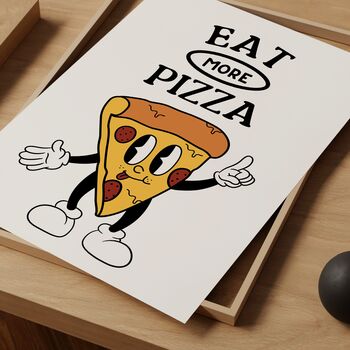 Eat More Pizza Retro Print, 3 of 6