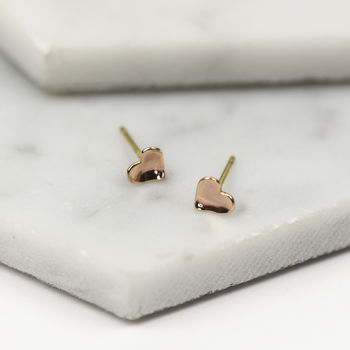 Handmade Solid Gold Mini Concave Heart Studs, 3 of 5
