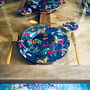 Round Placemat Large Wood Melamine Cherry Blossom Navy, thumbnail 5 of 10