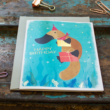 Platypus Presents Gold Foil Greeting Card, 2 of 3