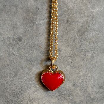 Sweet Heart Teeny Enamel Charm Delicate Chain Necklace, 4 of 5