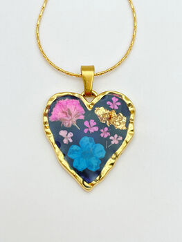 Gothic Heart Earrings With Real Flowers, 8 of 12