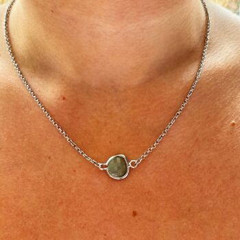 Silver Plated Green Opal Necklace, 3 of 9